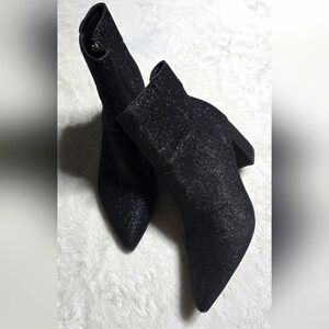 Olivia Kate Heels Size 9 Black Glitter Shoes Wedge High Top Boots Heeled Booties